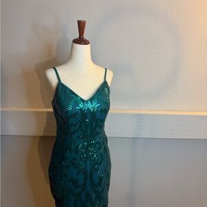 Strapless Teal Sequin Dress